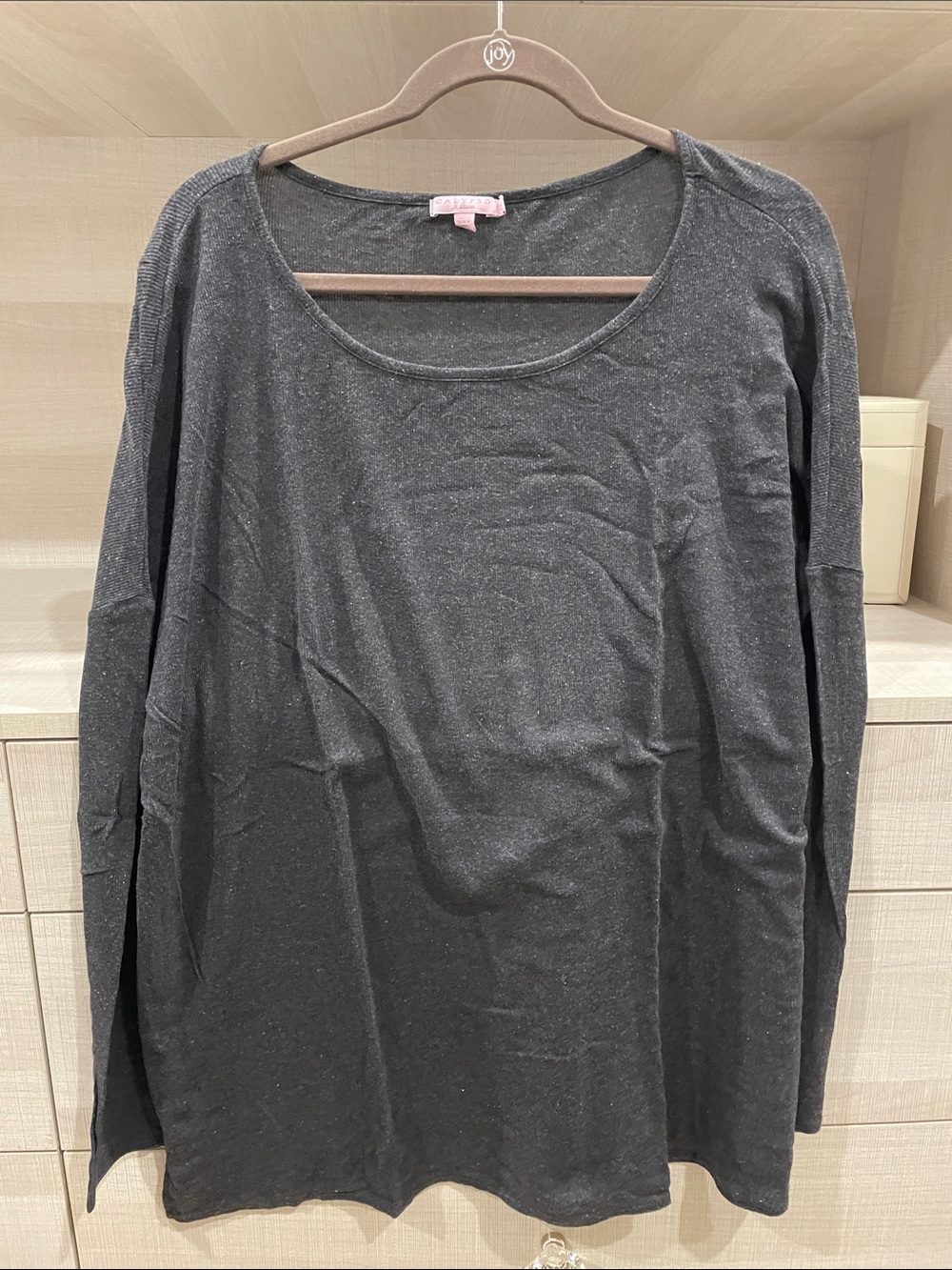Calypso St. Barth Charcoal Scoop Neck Long Sleeve Top